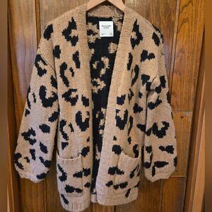 Abercrombie Leopard Open Cardigan Sweater Coat NWOT XSMALL